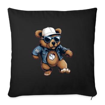 Streetstyle Bear Graffiti Kunst Streetart - Sofakissenbezug 45 x 45 cm - Schwarz - Vorne