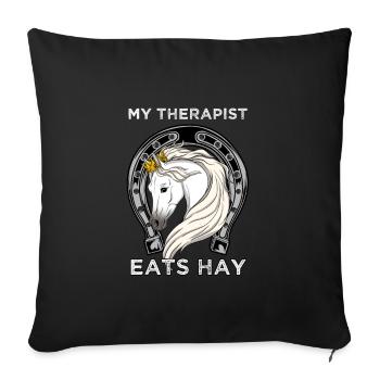 CROWNEDHORSE2MYTHERAPISTEATSHAY - Sofakissenbezug 45 x 45 cm - Schwarz - Vorne