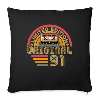 Original 1991 Vintage Anniversaire Humour - Housse de coussin décorative 45 x 45 cm - noir - Devant