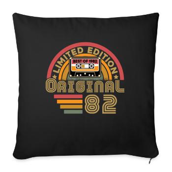 1982 Vintage Original 1982 Birthday Gift - Sofa pillowcase 17,3'' x 17,3'' (45 x 45 cm) - black - Front