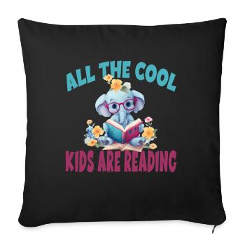 All The Cool Kids Are Reading Elefant - Sofakissenbezug 45 x 45 cm - Schwarz - Vorne