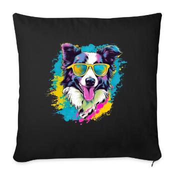 Border Collie Hund Hunderasse - Sofakissenbezug 45 x 45 cm - Schwarz - Vorne
