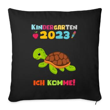 Kindergarten 2023 Ich Komme Jungen Kita Geschenk - Sofakissenbezug 45 x 45 cm - Schwarz - Vorne