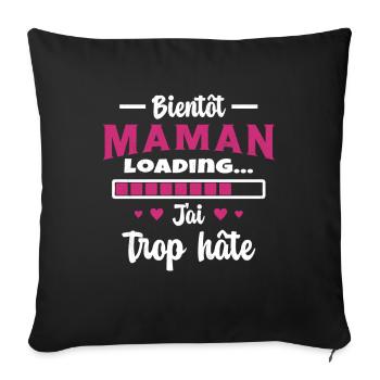 Bientôt Maman Cadeau Future Maman - Housse de coussin décorative 45 x 45 cm - noir - Devant