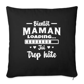 Bientôt Maman Cadeau Future Maman - Housse de coussin décorative 45 x 45 cm - noir - Devant