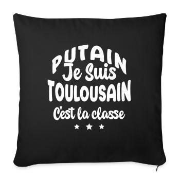 je suis toulousain c'est la classe - Housse de coussin décorative 45 x 45 cm - noir - Devant