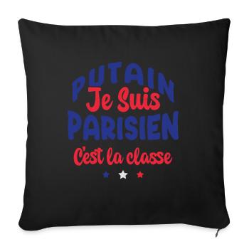 je suis parisien c'est la classe - Housse de coussin décorative 45 x 45 cm - noir - Devant
