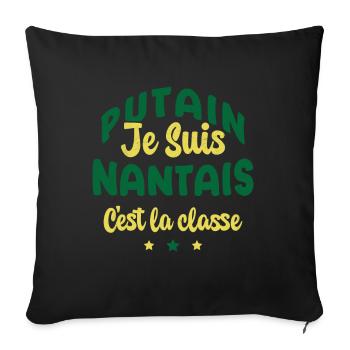 Je suis nantais c'est la classe - Housse de coussin décorative 45 x 45 cm - noir - Devant