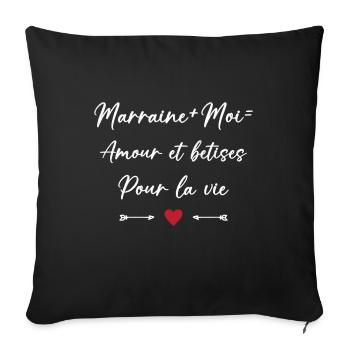 Filleule Amour et bêtises pour la vie marraine - Housse de coussin décorative 45 x 45 cm - noir - Devant