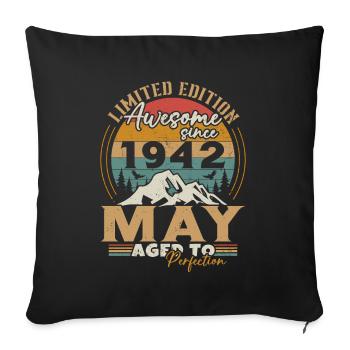 May 1942 Vintage Born in May 1942 Anniversary - Sofa pillowcase 17,3'' x 17,3'' (45 x 45 cm) - black - Front