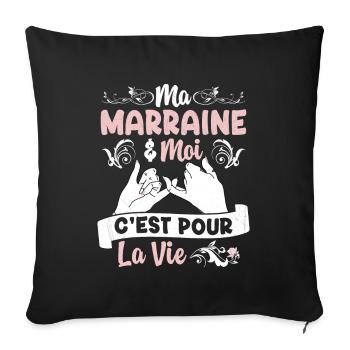 Ma Marraine & Filleule Cadeau Fille Amour - Housse de coussin décorative 45 x 45 cm - noir - Devant