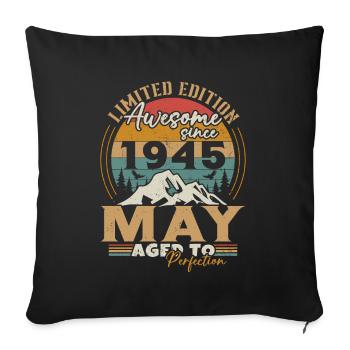 Mai 1945 Vintage Anniversaire Mai 1945 - Housse de coussin décorative 45 x 45 cm - noir - Devant