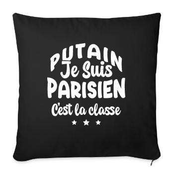 je suis parisien c'est la classe - Housse de coussin décorative 45 x 45 cm - noir - Devant