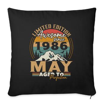 Mai 1986 Vintage Nées En Mai 1986 Anniversaire - Housse de coussin décorative 45 x 45 cm - noir - Devant