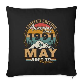 May 1991 Vintage Born in May 1991 Anniversary - Sofa pillowcase 17,3'' x 17,3'' (45 x 45 cm) - black - Front