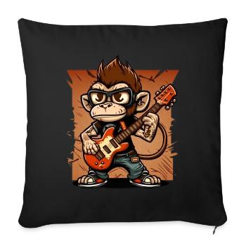 Affe Schimpanse spielt Acousitc Rock Gitarre - Sofakissenbezug 45 x 45 cm - Schwarz - Vorne