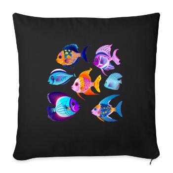 Exotische Zierfische Aquaristik Aquarium - Sofakissenbezug 45 x 45 cm - Schwarz - Vorne