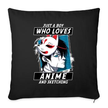 ANIME BOYS4 JUSTABOYWHOLOVESANIMEANDKSETCHING - Sofa pillowcase 17,3'' x 17,3'' (45 x 45 cm) - black - Front