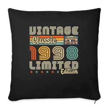 1998 Vintage Born in 1998 Birthday Gift - Sofa pillowcase 17,3'' x 17,3'' (45 x 45 cm) - black - Front