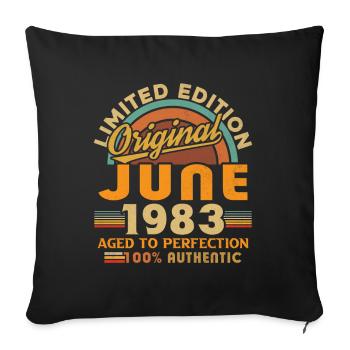 June 1983 Vintage Born in June 1983 Anniversary - Sofa pillowcase 17,3'' x 17,3'' (45 x 45 cm) - black - Front