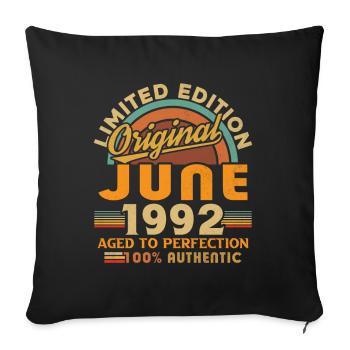 June 1992 Vintage Born in June 1992 Anniversary - Sofa pillowcase 17,3'' x 17,3'' (45 x 45 cm) - black - Front