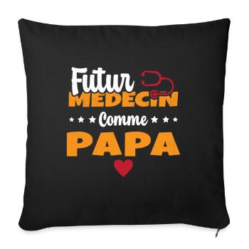 Futur Médecin Comme Papa Humour Docteur - Housse de coussin décorative 45 x 45 cm - noir - Devant
