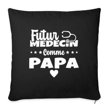 Futur Médecin Comme Papa Humour Docteur - Housse de coussin décorative 45 x 45 cm - noir - Devant