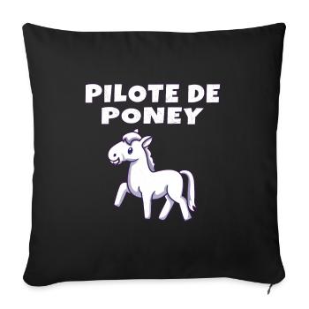 Pilote de poney - Housse de coussin décorative 45 x 45 cm - noir - Devant