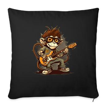 Affe Schimpanse spielt Acousitc Rock Gitarre - Sofakissenbezug 45 x 45 cm - Schwarz - Vorne