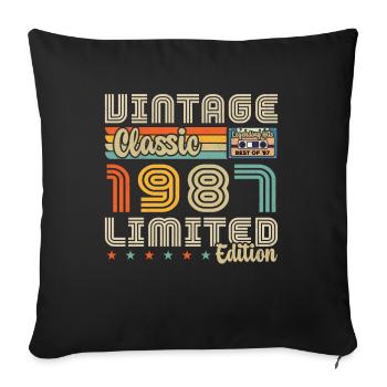 1987 Vintage Nées En 1987 Cadeau D'anniversaire - Housse de coussin décorative 45 x 45 cm - noir - Devant