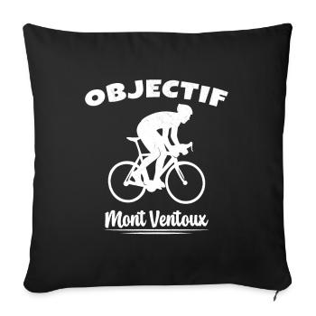 Objectif Mont Ventoux Cycliste Vélo - Housse de coussin décorative 45 x 45 cm - noir - Devant