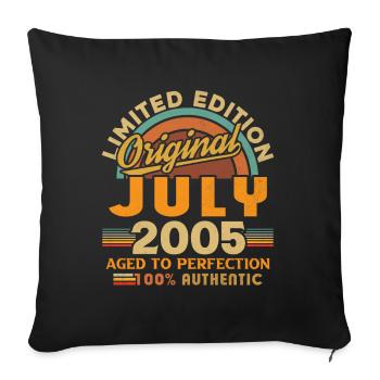 Année de naissance: juillet 2005 Date de naissance: juillet 2005 - Housse de coussin décorative 45 x 45 cm - noir - Devant