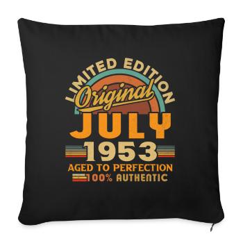 Vintage geboren Juli 1953 Geburtstag Juli 1953 - Housse de coussin décorative 45 x 45 cm - noir - Devant