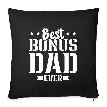 Meilleur Papa Bonus Du Monde Cadeau Père - Housse de coussin décorative 45 x 45 cm - noir - Devant