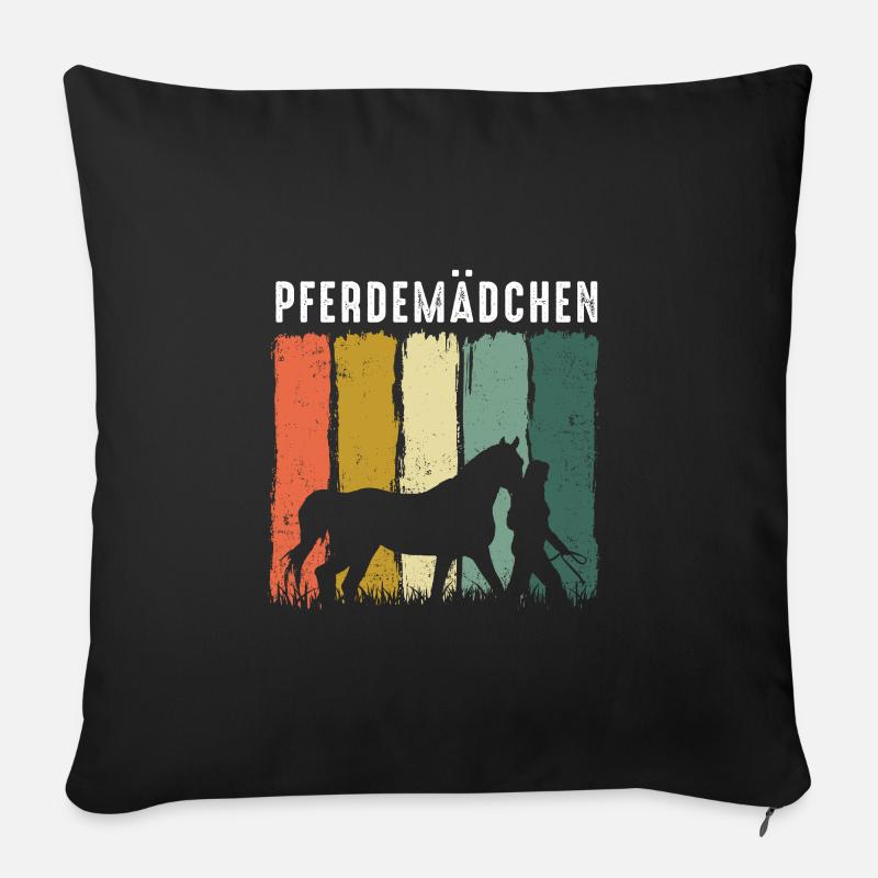 Pferdemädchen I Reiten Haflinger Pferdehof - Sofakissenbezug 45 x 45 cm - Schwarz