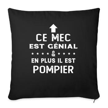 Ce mec est génial cadeau pompier humour - Housse de coussin décorative 45 x 45 cm - noir - Devant