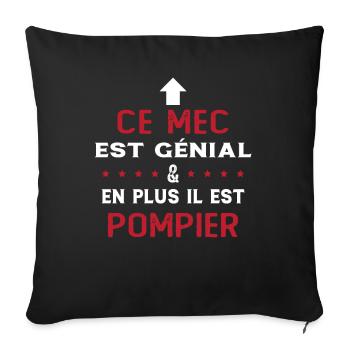 Ce mec est génial cadeau pompier humour - Housse de coussin décorative 45 x 45 cm - noir - Devant