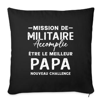 Militaire Futur Papa Cadeau Drôle Fête Des Pères - Housse de coussin décorative 45 x 45 cm - noir - Devant