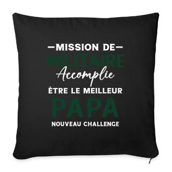 Militaire Futur Papa Cadeau Drôle Fête Des Pères - Housse de coussin décorative 45 x 45 cm - noir - Devant