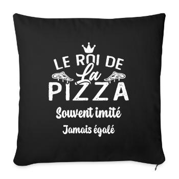 Le Roi de la Pizza Pizzaiolo Cadeau Drôle - Housse de coussin décorative 45 x 45 cm - noir - Devant