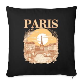 Paris Eiffelturm Bonjour Souvenirs - Sofakissenbezug 45 x 45 cm - Schwarz - Vorne