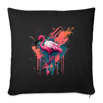Flamingo Color Splash für einen Flamingo Fan - Sofakissenbezug 45 x 45 cm - Schwarz - Vorne