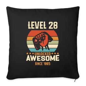 Level 28 complete 1995 Birthday Gift - Sofa pillowcase 17,3'' x 17,3'' (45 x 45 cm) - black - Front