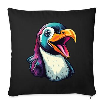 Cooler sprechender Pinguin - Sofakissenbezug 45 x 45 cm - Schwarz - Vorne