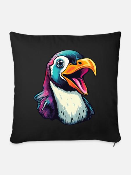 Cooler sprechender Pinguin - Sofakissenbezug 45 x 45 cm - Schwarz