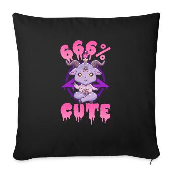 666% Cute Satanic Chibi Anime Kawaii Baphomet - Sofakissenbezug 45 x 45 cm - Schwarz - Vorne