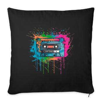 Kassette Musik 80s Pop Style für alle die die 80s - Sofakissenbezug 45 x 45 cm - Schwarz - Vorne