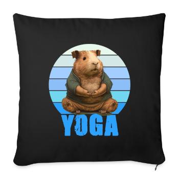 Yoga Meerscheinchen Yogaübung Stretching Dehnen - Sofakissenbezug 45 x 45 cm - Schwarz - Vorne