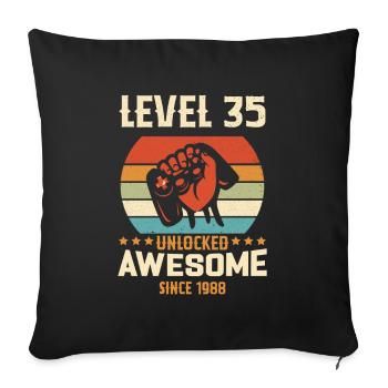 Level 35 complete 1988 Birthday Gift - Sofa pillowcase 17,3'' x 17,3'' (45 x 45 cm) - black - Front