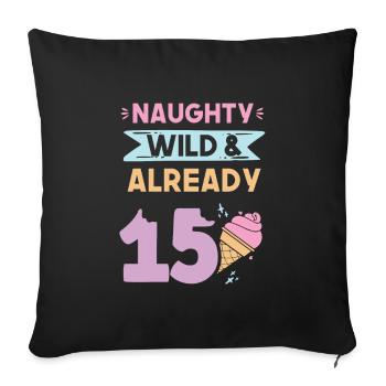 15 Jahre Geburtstag Junge Mädchen Eis essen - Sofakissenbezug 45 x 45 cm - Schwarz - Vorne